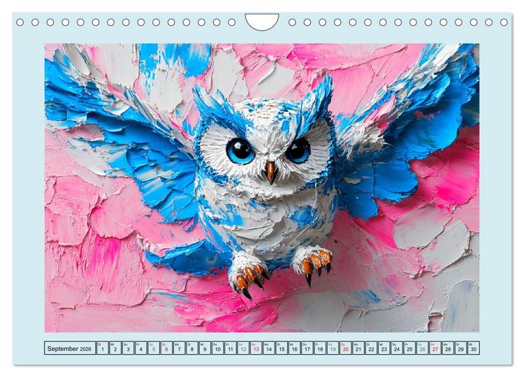 Produktbild: Eulen. Entz&uuml;ckende Paintings (Wandkalender 2026 DIN A4 quer), CALVENDO Monatskalender