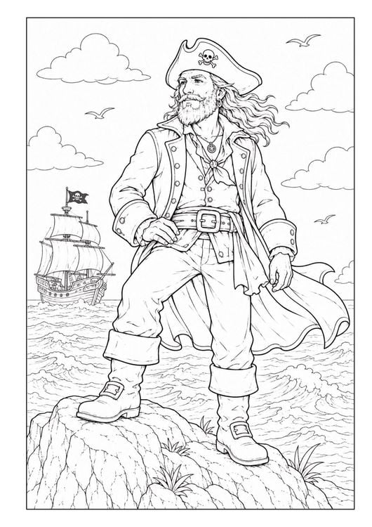 Produktbild: Piraten Malbuch f&uuml;r Kinder von 6&ndash;10 Jahren mit 50 spannenden Ausmalbildern