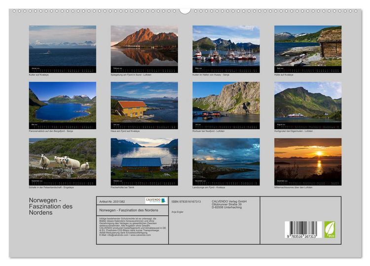 Produktbild: Norwegen - Faszination des Nordens (hochwertiger Premium Wandkalender 2026 DIN A2 quer), Kunstdruck in Hochglanz