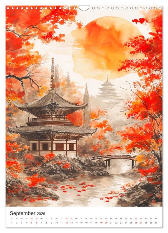 Produktbild: Japan. Impressionen im Aquarell-Stil (Wandkalender 2026 DIN A3 hoch), CALVENDO Monatskalender