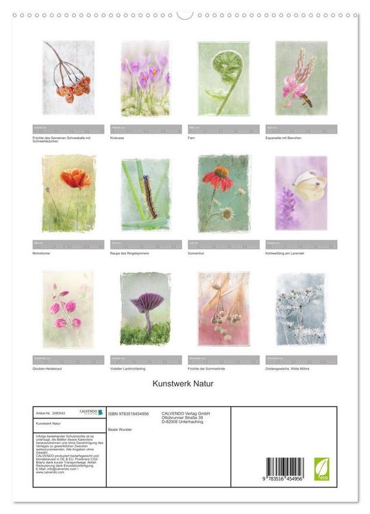 Produktbild: Kunstwerk Natur (hochwertiger Premium Wandkalender 2026 DIN A2 hoch), Kunstdruck in Hochglanz