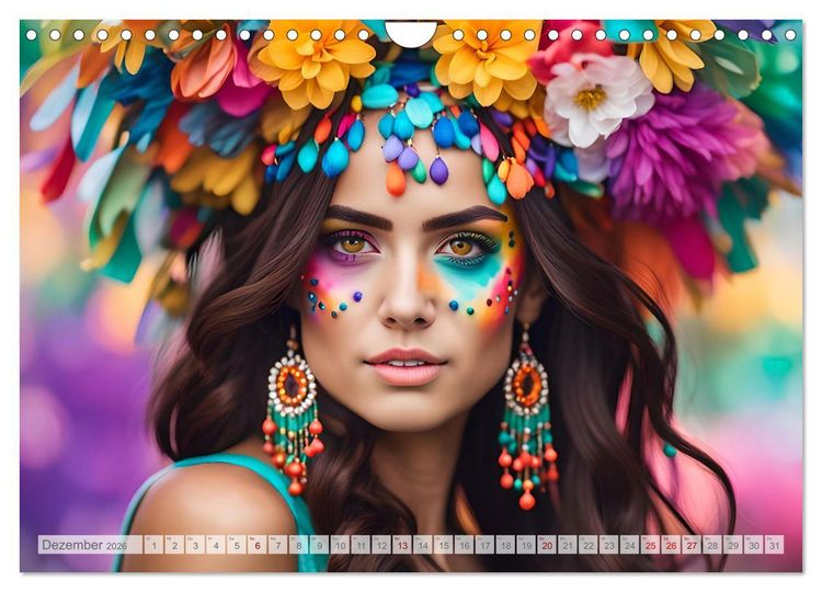 Produktbild: Farben der Weiblichkeit - Kunstvolle KI Portraits (Wandkalender 2026 DIN A4 quer), CALVENDO Monatskalender
