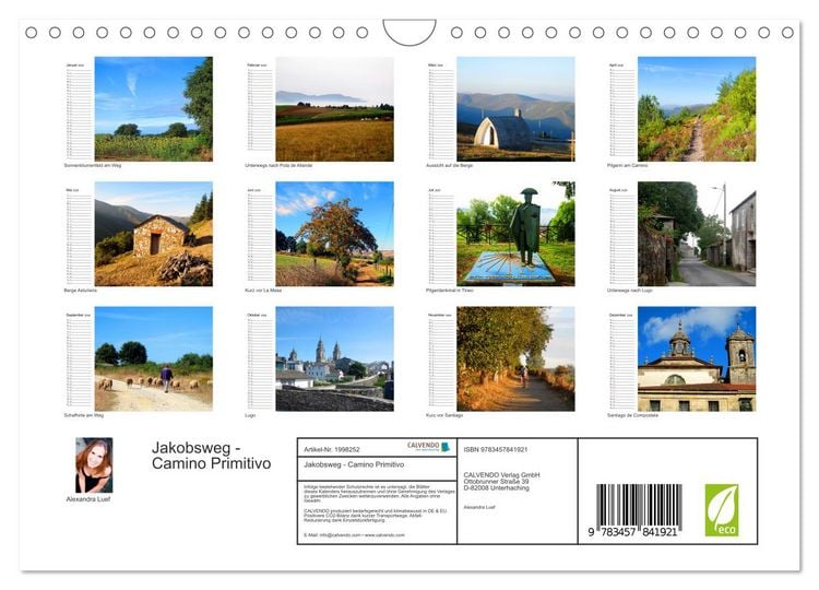 Produktbild: Jakobsweg - Camino Primitivo (Wandkalender 2026 DIN A4 quer), CALVENDO Monatskalender