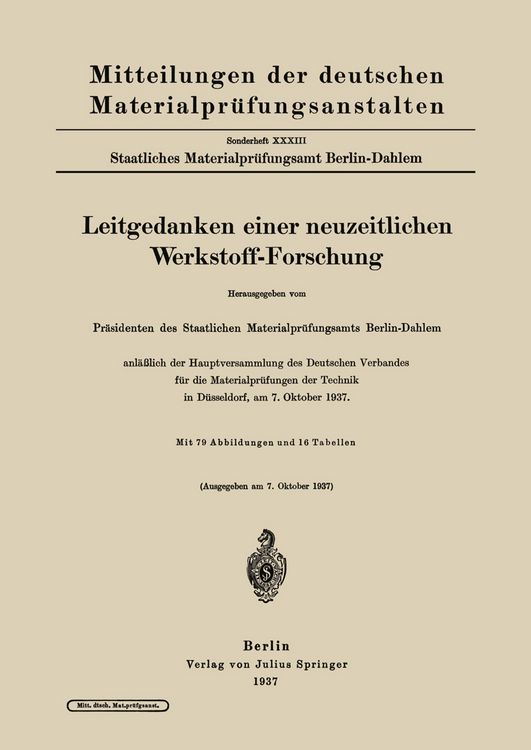 Produktbild: Leitgedanken einer neuzeitlichen Werkstoff-Forschung