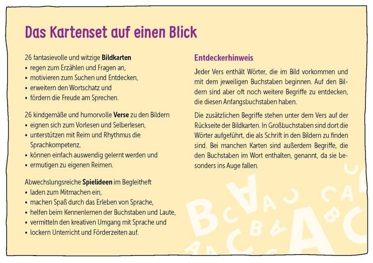 Produktbild: Abc-Entdeckerkarten mit Bildern und Reimen