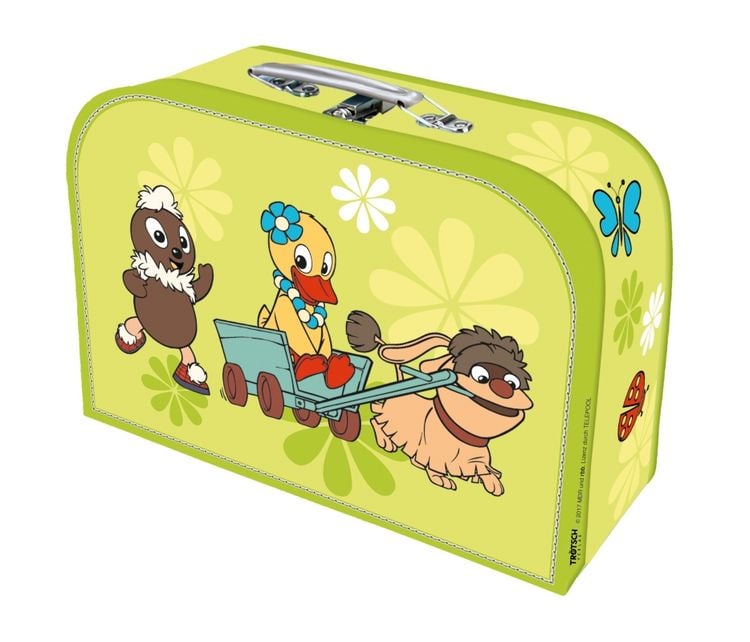 Produktbild: Tr&ouml;tsch Kinder-Koffer Pittiplatsch Bollerwagen medium,Pappkoffer, Koffer aus Pappe, Geschenk Verpackung, Gutschein Verpackung,Spielkoffer, Metallgriff und Metallhenkel, Reisekoffer Kinder