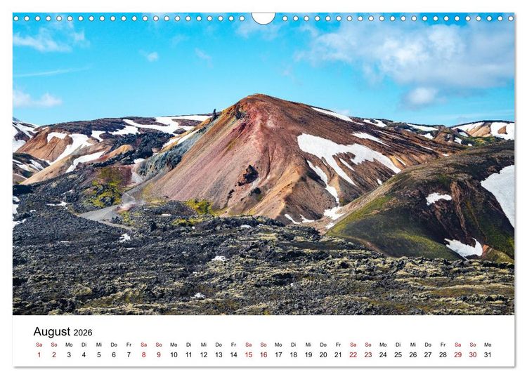Produktbild: Island, Landmannalaugar: Regenbogenberge (Wandkalender 2026 DIN A3 quer), CALVENDO Monatskalender