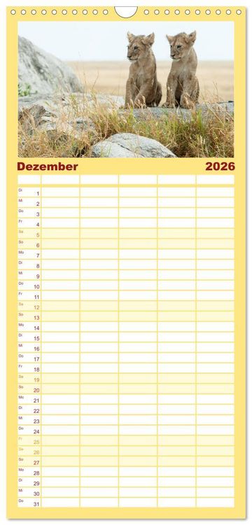 Produktbild: Familienplaner 2026 - Die Magie der K&ouml;nige der Tiere mit 5 Spalten (Wandkalender, 21 x 45 cm) CALVENDO