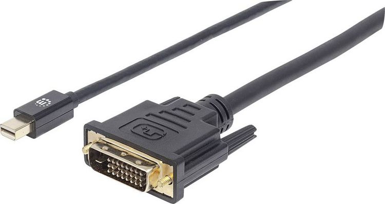 Produktbild: Manhattan Mini-DisplayPort / DVI Adapterkabel Mini DisplayPort Stecker, DVI-D 24+1pol. Stecker 1.80m Schwarz 152150 Folienschirm
