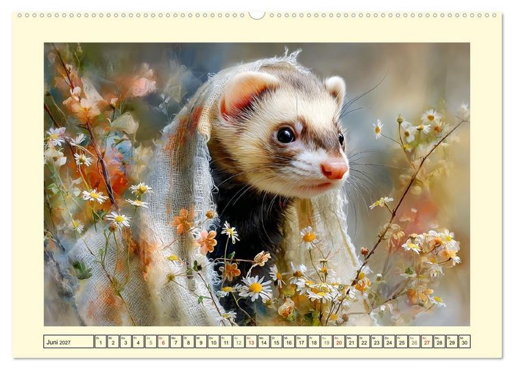 Produktbild: Frettchen. Kleine Wusel im Cottage-Garten (Wandkalender 2027 DIN A2 quer), CALVENDO Monatskalender