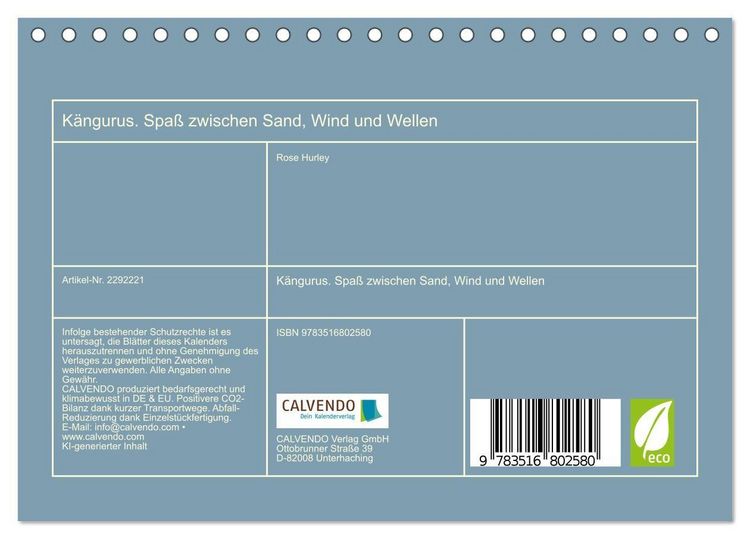 Produktbild: K&auml;ngurus. Spa&szlig; zwischen Sand, Wind und Wellen (Tischkalender 2027 DIN A5 quer), CALVENDO Monatskalender