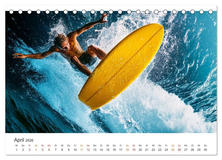 Produktbild: Surfen - Ride the Wave (Tischkalender 2026 DIN A5 quer), CALVENDO Monatskalender