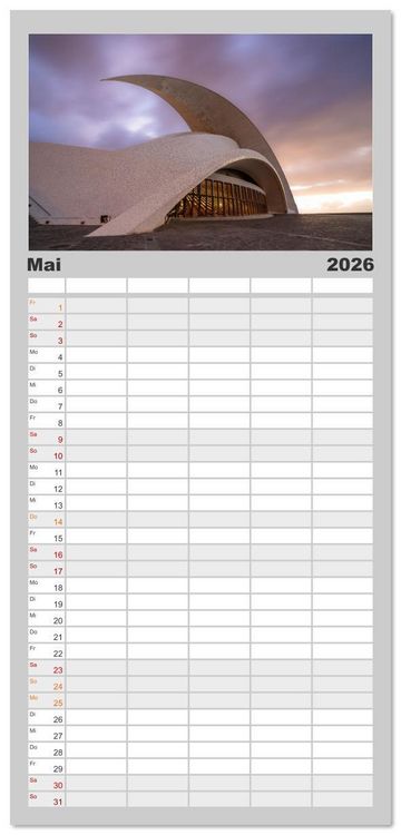 Produktbild: Familienplaner 2026 - Die stille Magie der Insel Teneriffa mit 5 Spalten (Wandkalender, 21 x 45 cm) CALVENDO