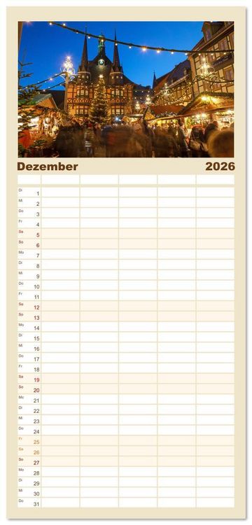 Produktbild: Familienplaner 2026 - Wernigerode - Historische Fachwerkstadt am Harz mit 5 Spalten (Wandkalender, 21 x 45 cm) CALVENDO