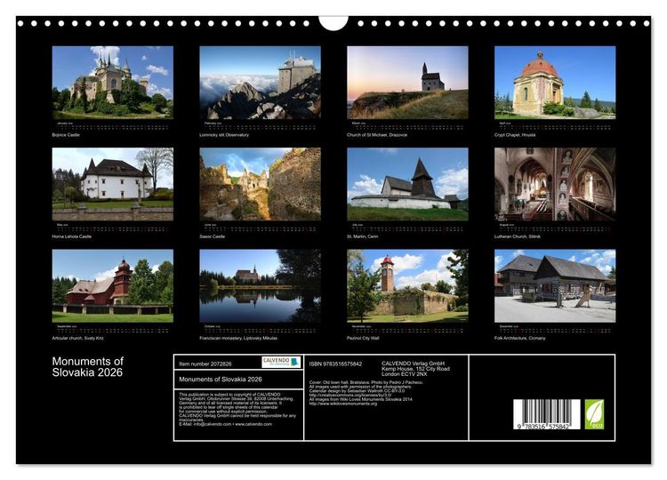 Produktbild: Monuments of Slovakia 2026 (Wall Calendar 2026 DIN A3 landscape), CALVENDO 12 Month Wall Calendar