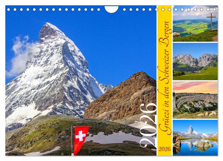 Produktbild: Gr&uuml;ezi in den Schweizer Bergen (Wandkalender 2026 DIN A4 quer), CALVENDO Monatskalender