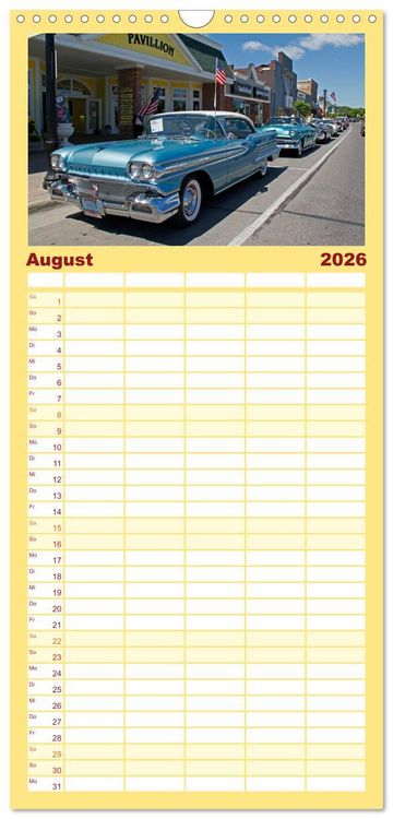 Produktbild: Familienplaner 2026 - Ami Schlitten mit 5 Spalten (Wandkalender, 21 x 45 cm) CALVENDO