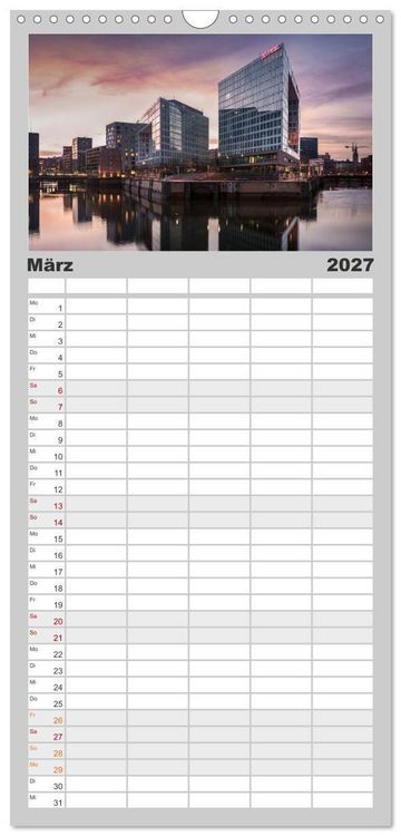 Produktbild: Familienplaner 2027 - Hamburgs Hafenlichter mit 5 Spalten (Wandkalender, 21 x 45 cm) CALVENDO