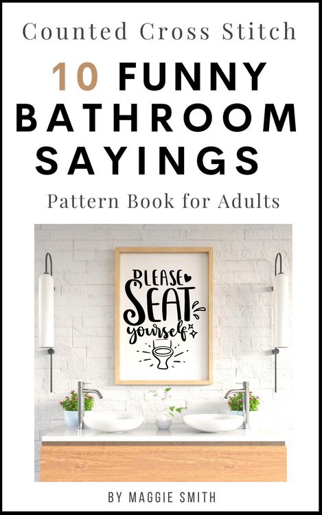 Produktbild: Funny Bathroom Sayings Counted Cross Stitch Pattern Book (Funny Cross Stitch Signage)