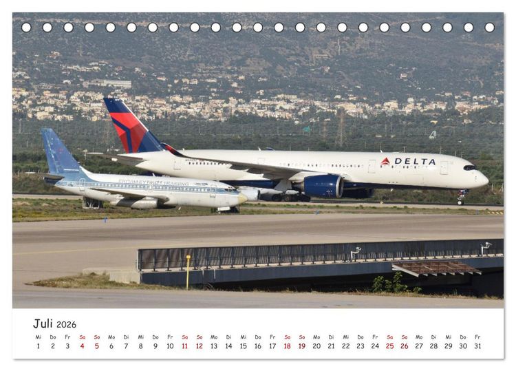 Produktbild: Flugzeuge auf Europas Flugh&auml;fen (Tischkalender 2026 DIN A5 quer), CALVENDO Monatskalender