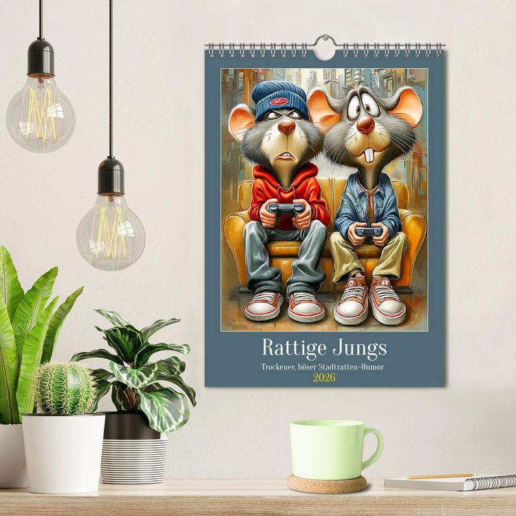 Produktbild: Rattige Jungs. Trockener, b&ouml;ser Stadtratten-Humor (Wandkalender 2026 DIN A4 hoch), CALVENDO Monatskalender