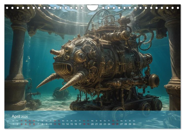 Produktbild: Steampunk - Unterwasser Roboter (Wandkalender 2026 DIN A4 quer), CALVENDO Monatskalender
