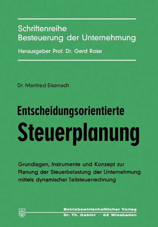 Produktbild: Entscheidungsorientierte Steuerplanung