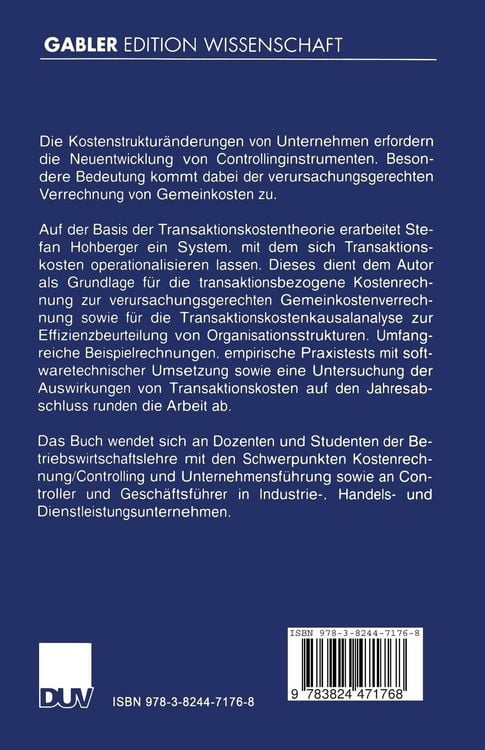 Produktbild: Operationalisierung der Transaktionskostentheorie im Controlling