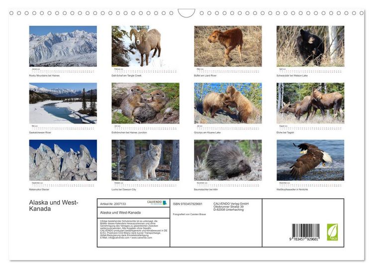 Produktbild: Alaska und West-Kanada (Wandkalender 2026 DIN A3 quer), CALVENDO Monatskalender