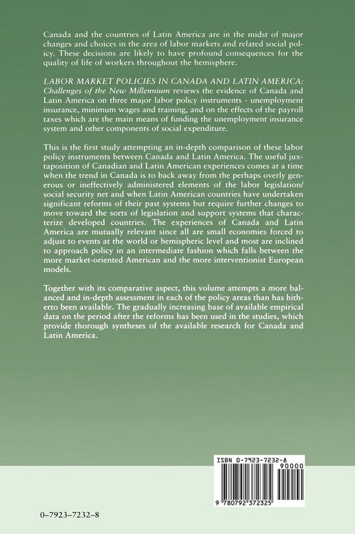 Produktbild: Labor Market Policies in Canada and Latin America: Challenges of the New Millennium