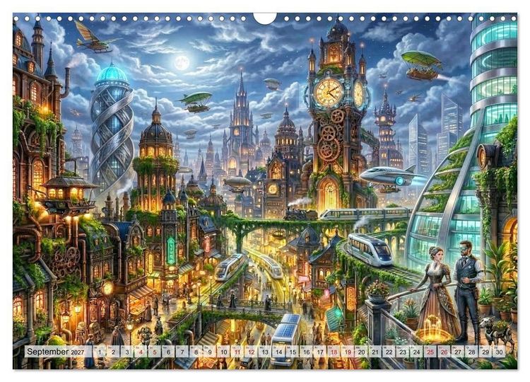 Produktbild: Steampunkwelten - Das Herz der Zeit (Wandkalender 2027 DIN A3 quer), CALVENDO Monatskalender