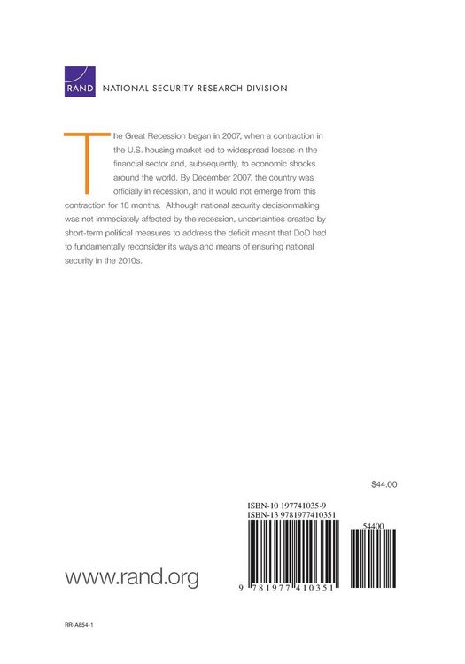 Produktbild: A History of the Strategic Implications of the Great Recession and Its Aftermath on U.S. National Defense
