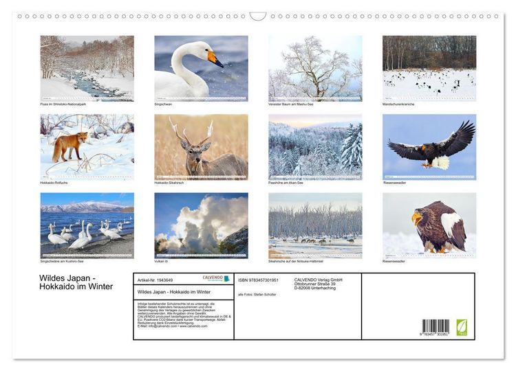 Produktbild: Wildes Japan - Hokkaido im Winter (Wandkalender 2026 DIN A2 quer), CALVENDO Monatskalender