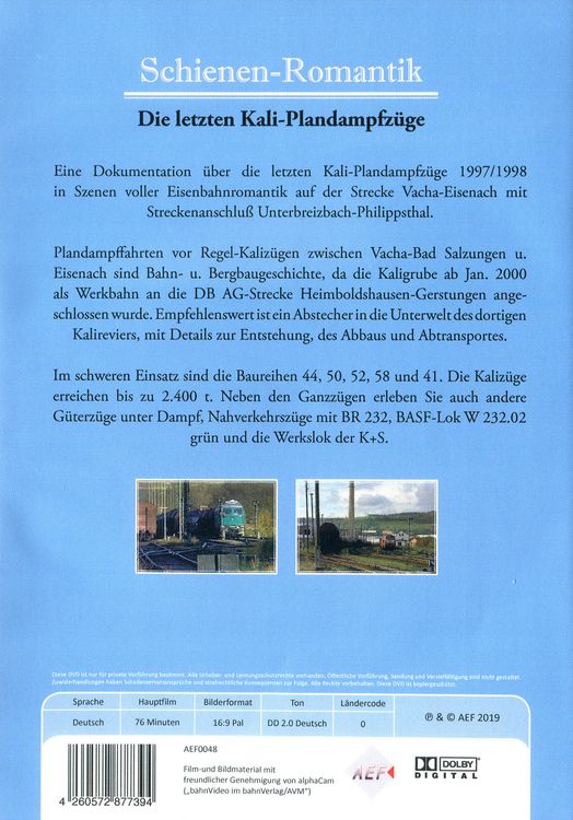 Produktbild: Romantik auf Schienen - Die letzten Kali-Plandampfz&uuml;ge