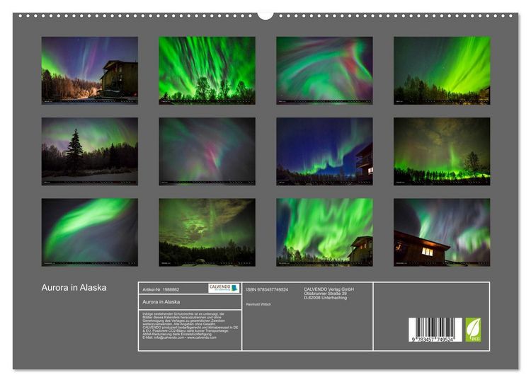 Produktbild: Aurora in Alaska (hochwertiger Premium Wandkalender 2026 DIN A2 quer), Kunstdruck in Hochglanz