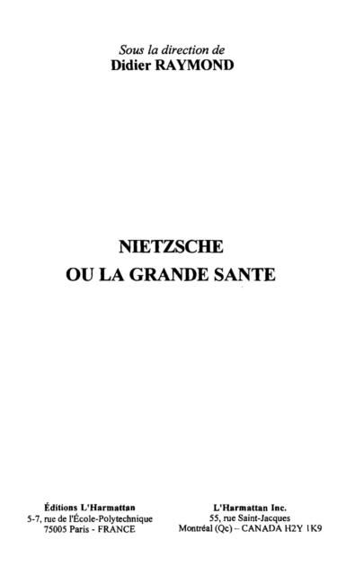 Produktbild: Nietzsche ou la grande sante
