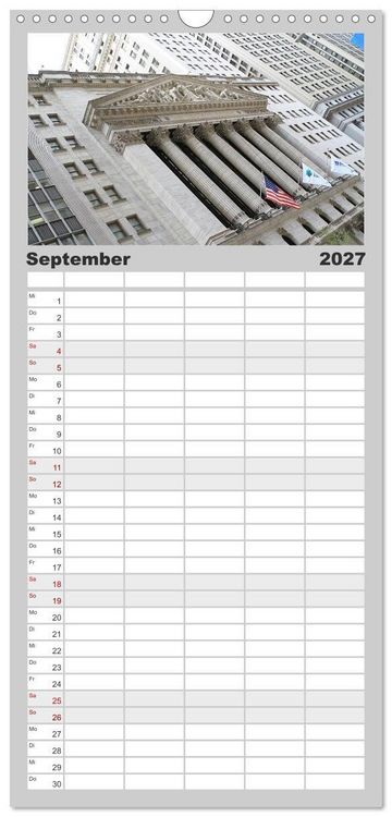 Produktbild: Familienplaner 2027 - New York City mit 5 Spalten (Wandkalender, 21 x 45 cm) CALVENDO