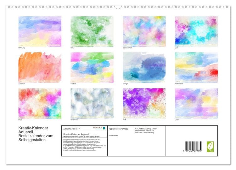 Produktbild: Kreativ-Kalender Aquarell. Bastelkalender zum Selbstgestalten (hochwertiger Premium Wandkalender 2026 DIN A2 quer), Kunstdruck in Hochglanz