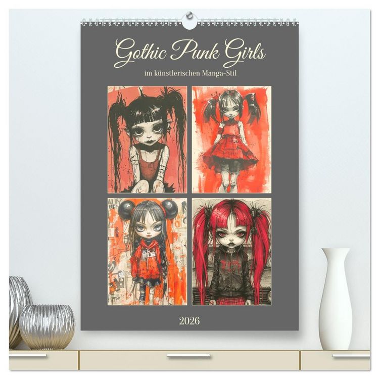 Produktbild: Gothic Punk Girls im k&uuml;nstlerischen Manga-Stil (hochwertiger Premium Wandkalender 2026 DIN A2 hoch), Kunstdruck in Hochglanz
