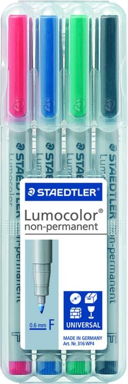 Produktbild: STAEDTLER Folienschreiber Lumocolor 4er Etui wasserl&ouml;slich