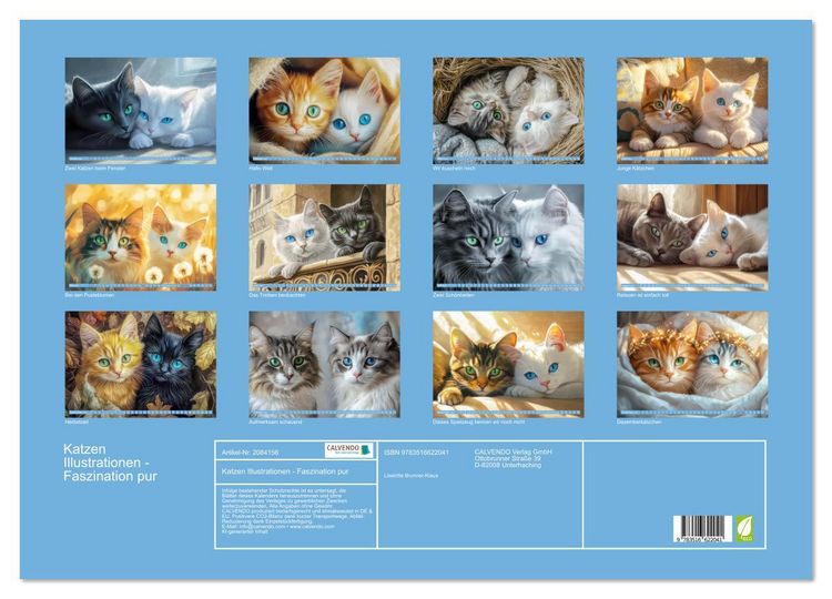 Produktbild: Katzen Illustrationen - Faszination pur (Wandkalender 2026 DIN A2 quer), CALVENDO Monatskalender