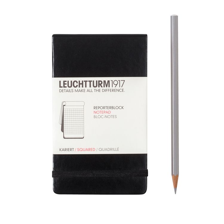 Produktbild: LEUCHTTURM1917 Notizblock Pocket (A6), Hardcover, 94 nummerierte Seiten, Schwarz, Kariert
