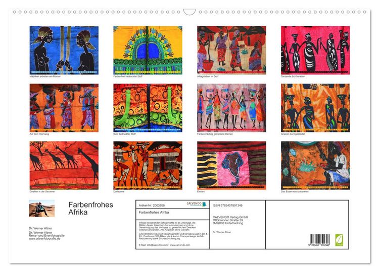 Produktbild: Farbenfrohes Afrika (Wandkalender 2026 DIN A2 quer), CALVENDO Monatskalender