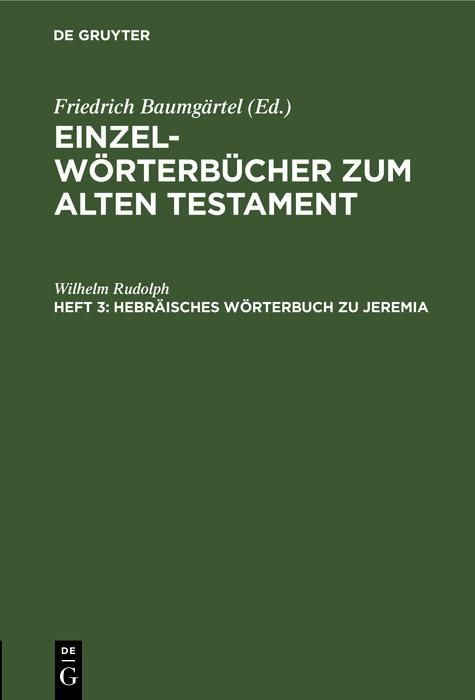 Produktbild: Hebr&auml;isches W&ouml;rterbuch zu Jeremia