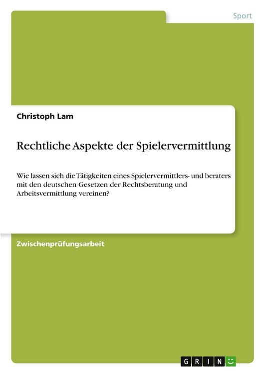 Produktbild: Rechtliche Aspekte der Spielervermittlung