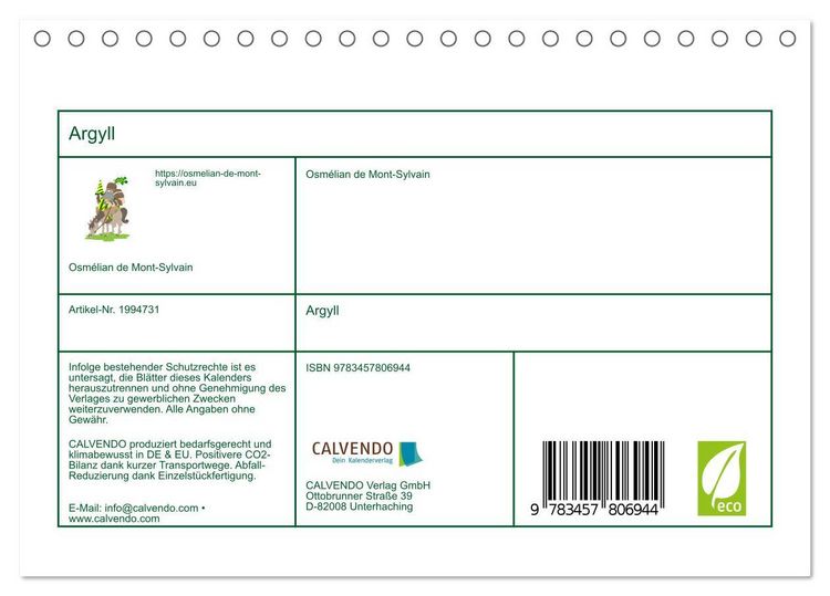Produktbild: Argyll (Tischkalender 2026 DIN A5 quer), CALVENDO Monatskalender