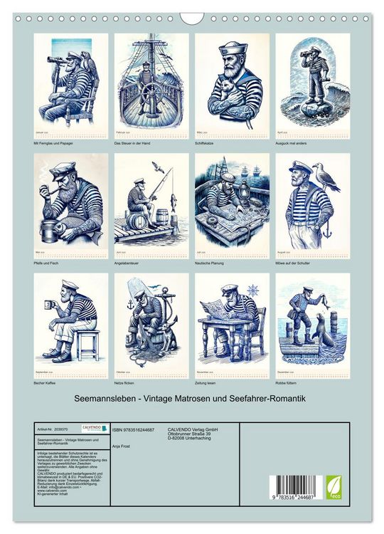 Produktbild: Seemannsleben - Vintage Matrosen und Seefahrer-Romantik (Wandkalender 2026 DIN A3 hoch), CALVENDO Monatskalender