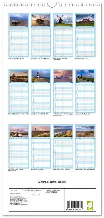 Produktbild: Familienplaner 2026 - D&auml;nemarks Nordseezauber mit 5 Spalten (Wandkalender, 21 x 45 cm) CALVENDO