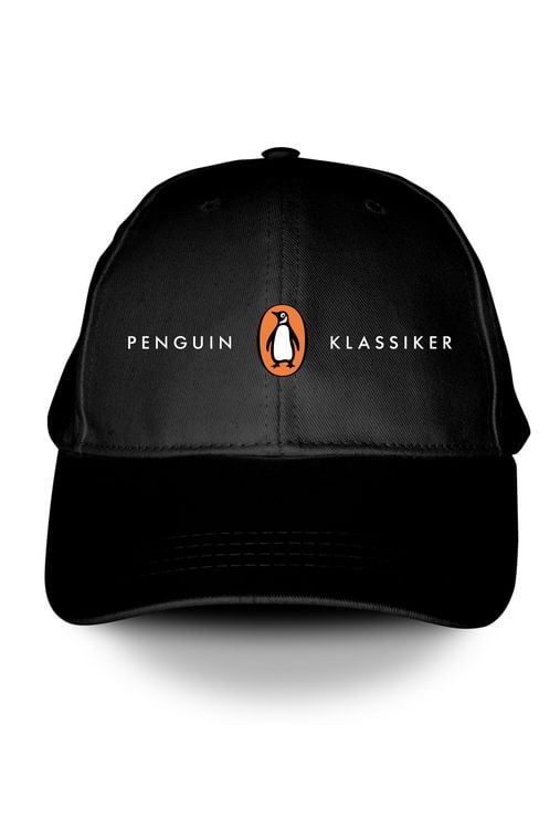Produktbild: Schwarze Penguin Klassiker Cap mit blau gestickter Schrift und Penguin Logo