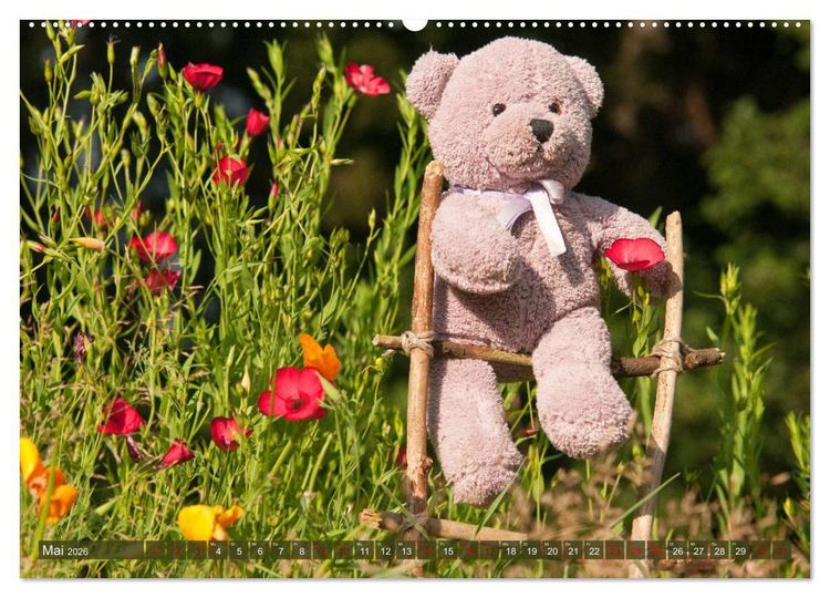 Produktbild: Kunterbunte B&auml;renwelt - Teddys (hochwertiger Premium Wandkalender 2026 DIN A2 quer), Kunstdruck in Hochglanz